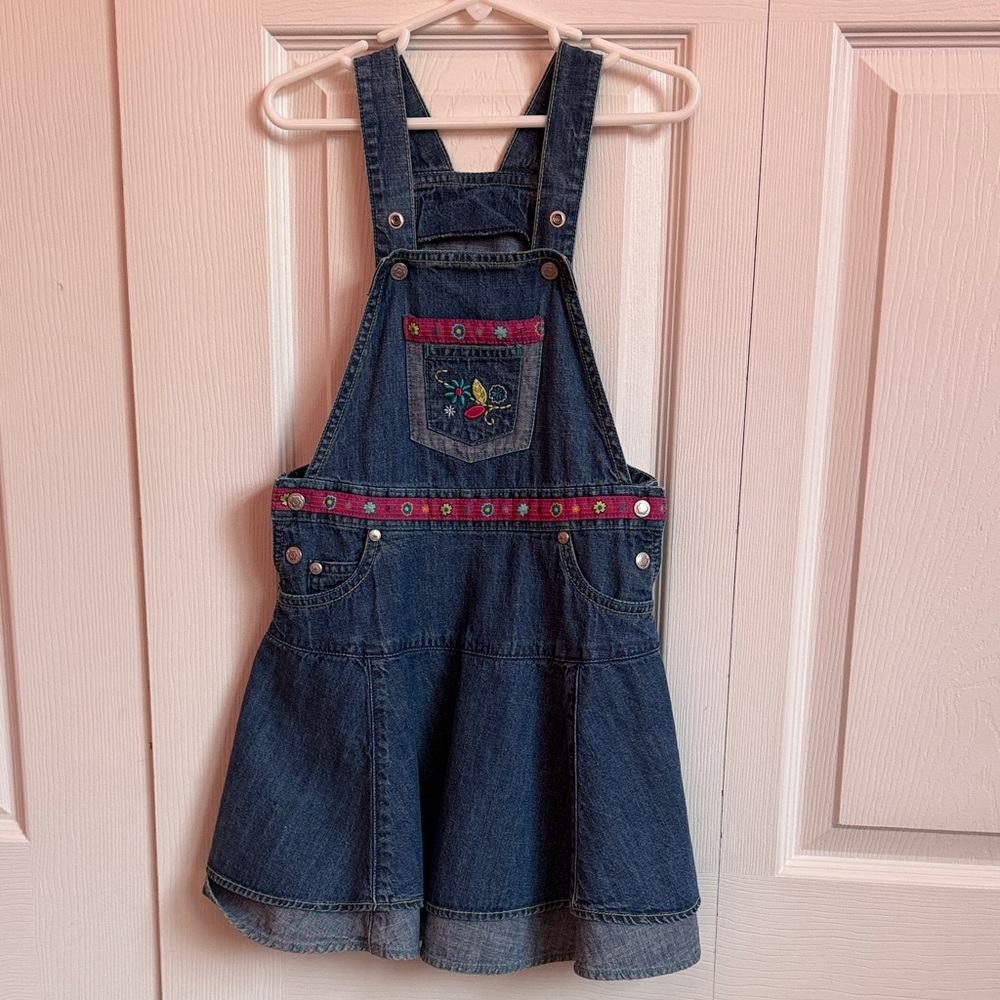 Hanna Andersson Denim Overall Dress Girls Size 5